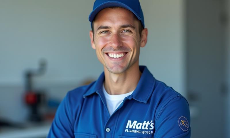Friendly professional plumber smiling, representing Matt's Plumbing team.
